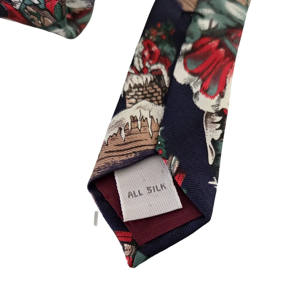 417 by Van Heusen Vintage Silk Santa Christmas Neck Tie Made in USA Holiday